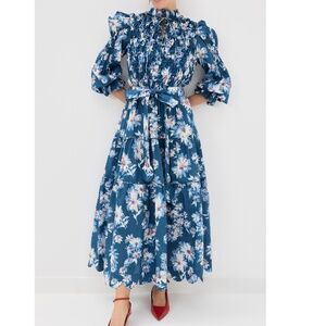 Horror Vacui Blue Fleur Dress, Size M, Like New